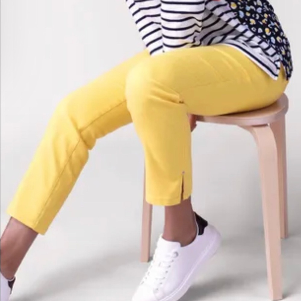Tribal Lemon Yellow Super Stretch Pull On Ankle Pant Size 12